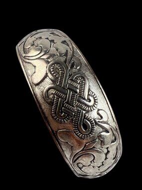 Chinese Style Tapered Cuff Bracelet, Mystic Knot Open Bangle